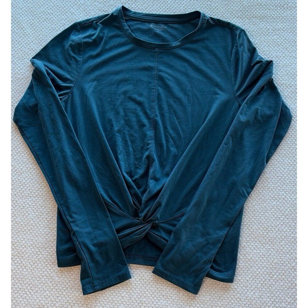 Athleta Long Sleeve Twist Front Top Women’s Small Teal Blue